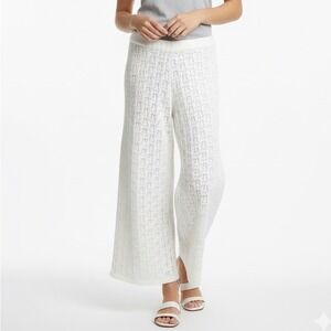 NEW JOIE Crochet Sweater Knit Wide Leg Beach Pants SZ M‎ Ivory Boho Resort Retro